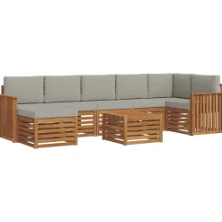 vidaXL Conjunto de Sofá Seccional con cojín 8 pcs Gris Natural y Claro Gris claro y natural Sale