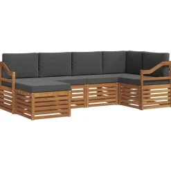 vidaXL Conjunto de Sofá Seccional con cojín 6 pcs Natural y antracita Clearance