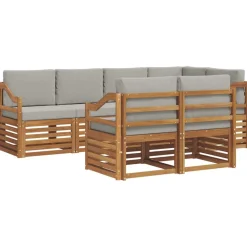 vidaXL Conjunto de Sofá Seccional con cojín 7 pcs Gris Natural y Claro Gris claro y natural Outlet