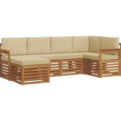 vidaXL Conjunto de Sofá Seccional con cojín 6 pcs Natural y beige Best