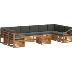 vidaXL Conjunto de Sofá Seccional con cojín 11 pcs Natural y antracita Best