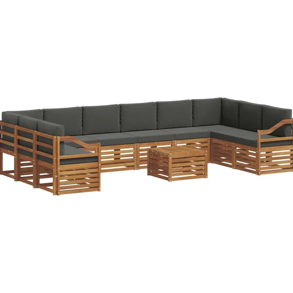 vidaXL Conjunto de Sofá Seccional con cojín 11 pcs Natural y antracita Best