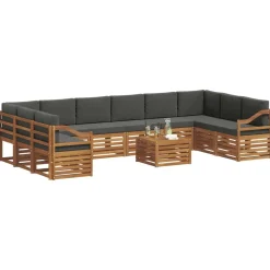 vidaXL Conjunto de Sofá Seccional con cojín 11 pcs Natural y antracita Best