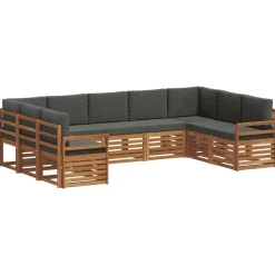 vidaXL Conjunto de Sofá Seccional con cojín 9 pcs Natural y antracita Outlet