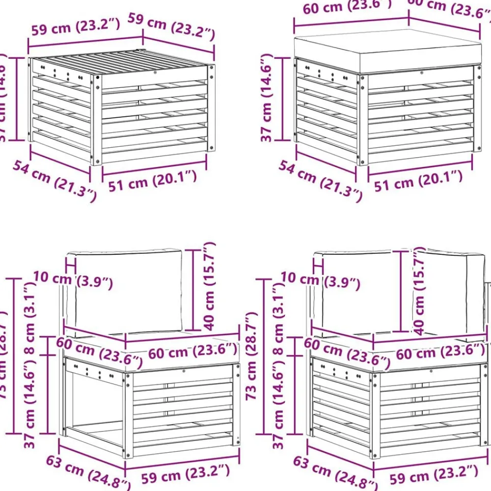 vidaXL Conjuntos De Muebles-Conjunto de Sofá Seccional con cojín 7 pcs