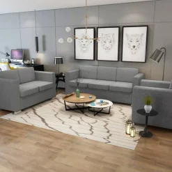 vidaXL Sofás-Conjunto de sofás 3 unidades tela