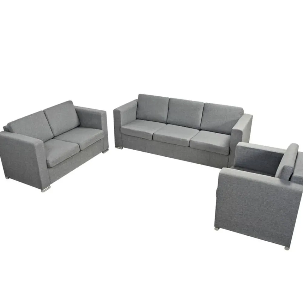 vidaXL Sofás-Conjunto de sofás 3 unidades tela