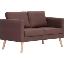 vidaXL Conjunto de sofás 2 piezas tela marrón Marr&oacute;n Clearance