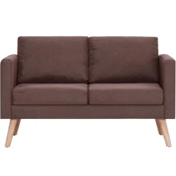 vidaXL Conjunto de sofás 2 piezas tela marrón Marr&oacute;n Clearance
