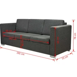 vidaXL Sofás-Conjunto de sofás 3 unidades tela