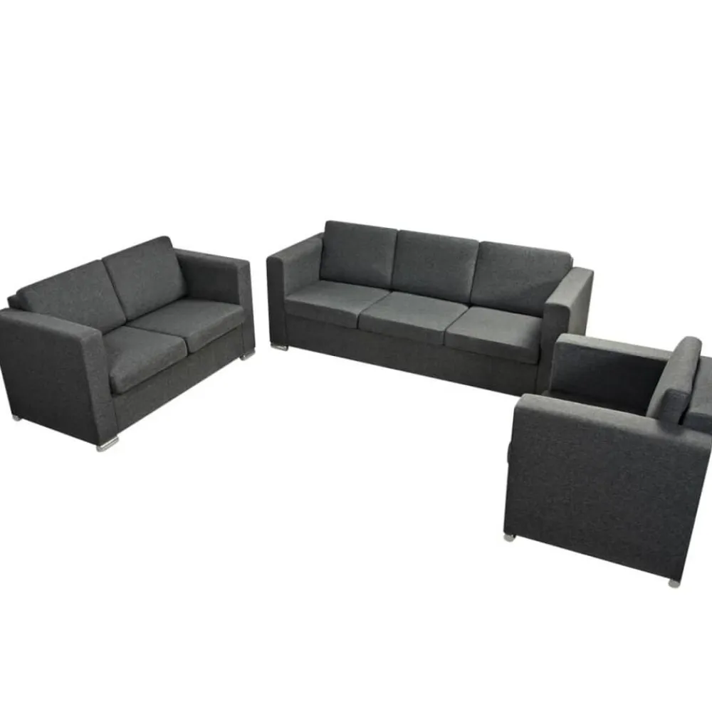 vidaXL Sofás-Conjunto de sofás 3 unidades tela