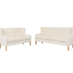 vidaXL Conjunto de sofás 2 piezas tela Blanco crema Best