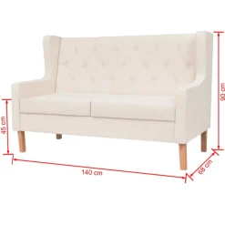 vidaXL Conjunto de sofás 2 piezas tela Blanco crema Best