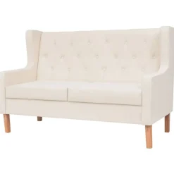 vidaXL Conjunto de sofás 2 piezas tela Blanco crema Best