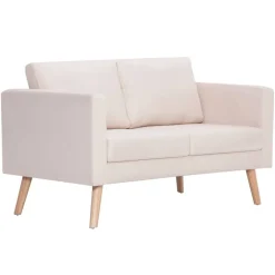 vidaXL Conjunto de sofás 2 piezas tela color Crema Outlet