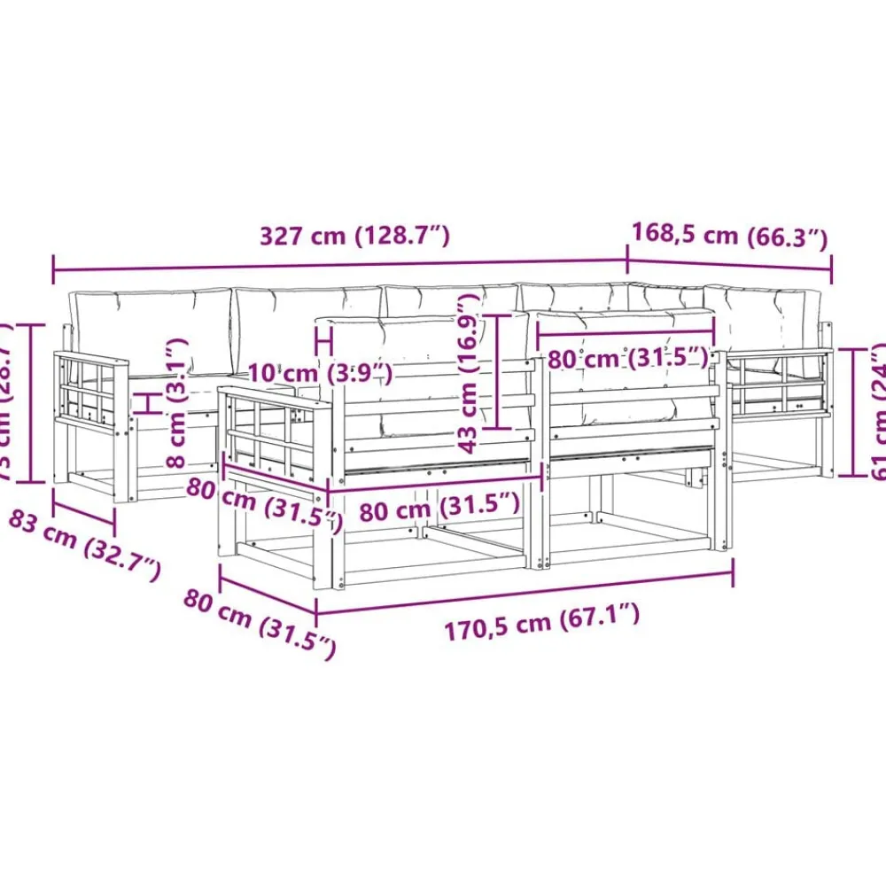 vidaXL Conjuntos De Muebles-Conjunto de sofás de exterior con cojín 7 pcs
