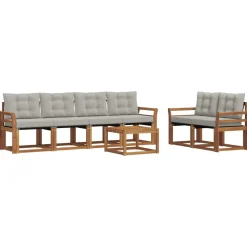 vidaXL Conjunto de sofás de exterior 7 pcs Gris Natural y Claro Gris claro y natural Hot