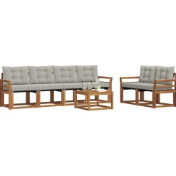 vidaXL Conjunto de sofás de exterior 7 pcs Gris Natural y Claro Gris claro y natural Hot