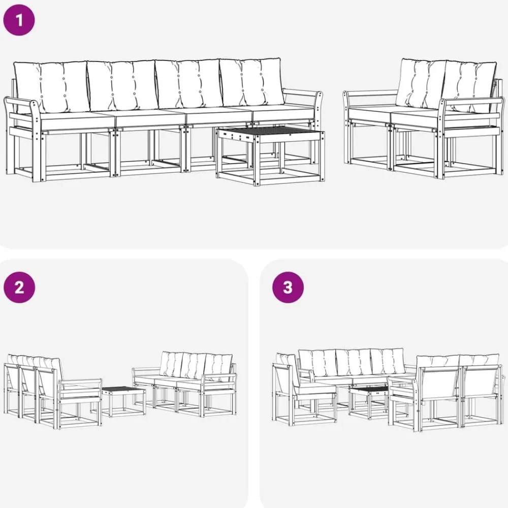 vidaXL Conjunto de sofás de exterior 7 pcs Gris Natural y Claro Gris claro y natural Hot