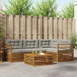 vidaXL Conjunto de sofás de exterior 5 pcs Gris Natural y Claro Gris claro y natural Sale