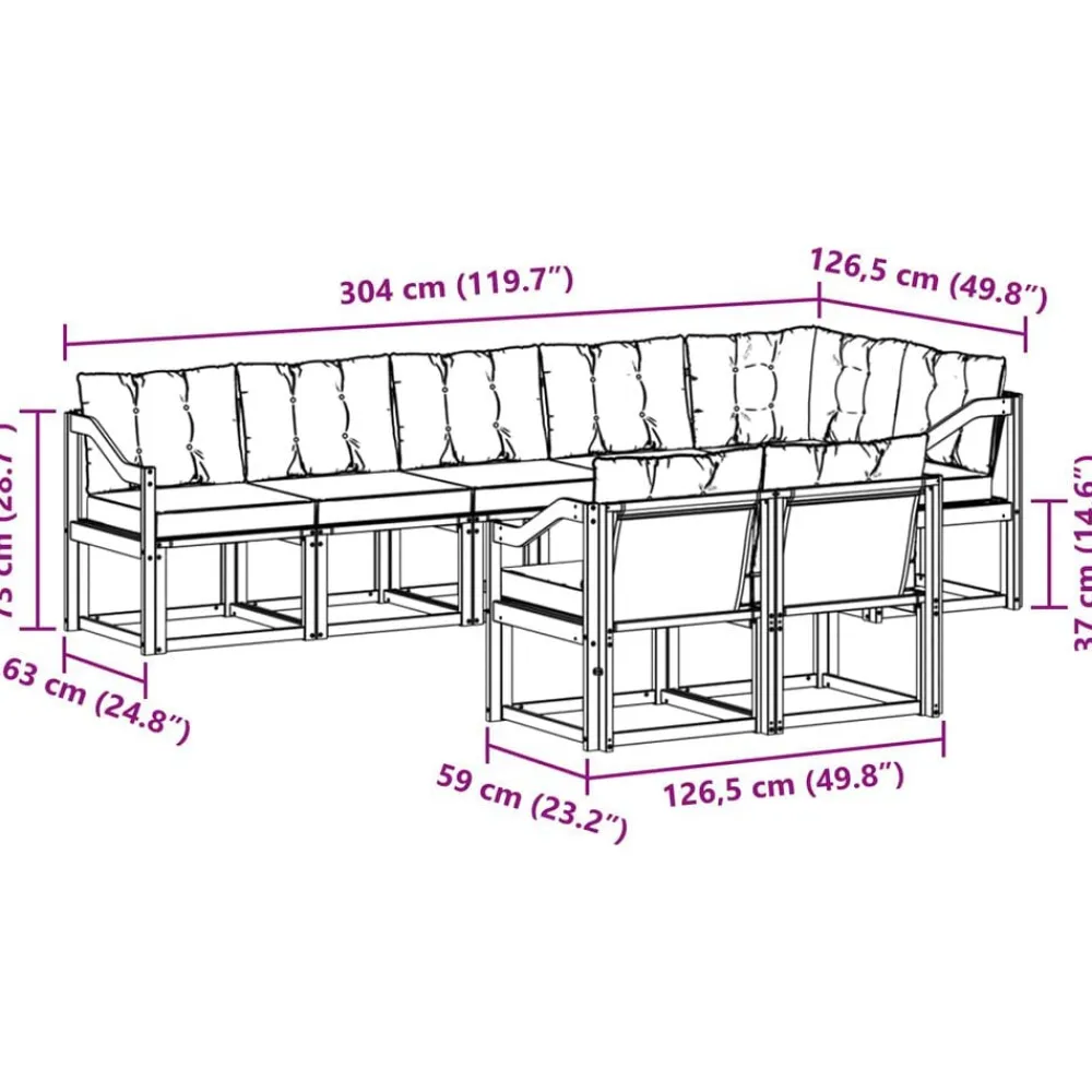 vidaXL Conjuntos De Muebles-Conjunto de sofás de exterior con cojín 8 pcs
