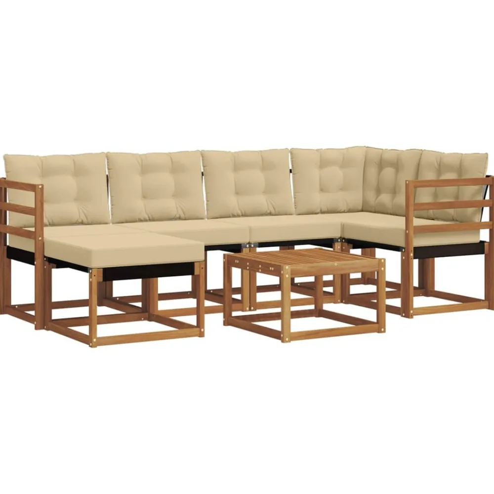 vidaXL Conjuntos De Muebles-Conjunto de sofás de exterior con cojín 7 pcs