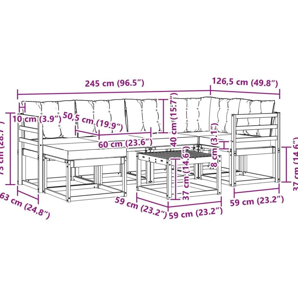 vidaXL Conjuntos De Muebles-Conjunto de sofás de exterior con cojín 7 pcs