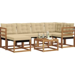 vidaXL Conjuntos De Muebles-Conjunto de sofás de exterior con cojín 7 pcs