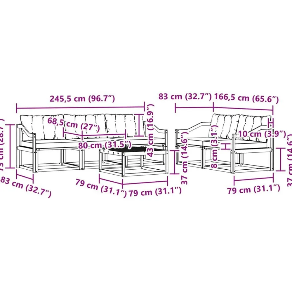 vidaXL Conjuntos De Muebles-Conjunto de sofás de exterior con cojín 6 pcs