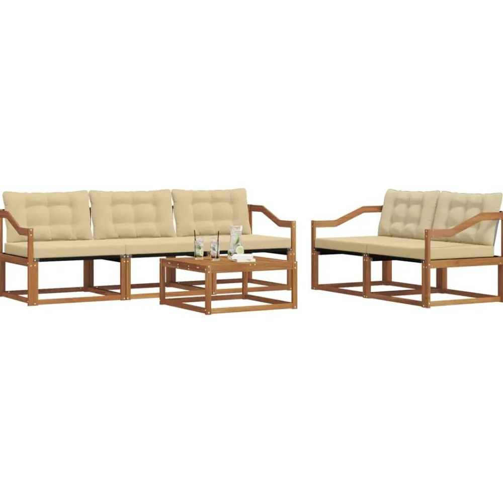 vidaXL Conjuntos De Muebles-Conjunto de sofás de exterior con cojín 6 pcs
