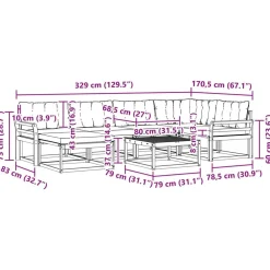 vidaXL Conjunto de sofás de exterior con cojín 19 pcs Natural y beige Discount