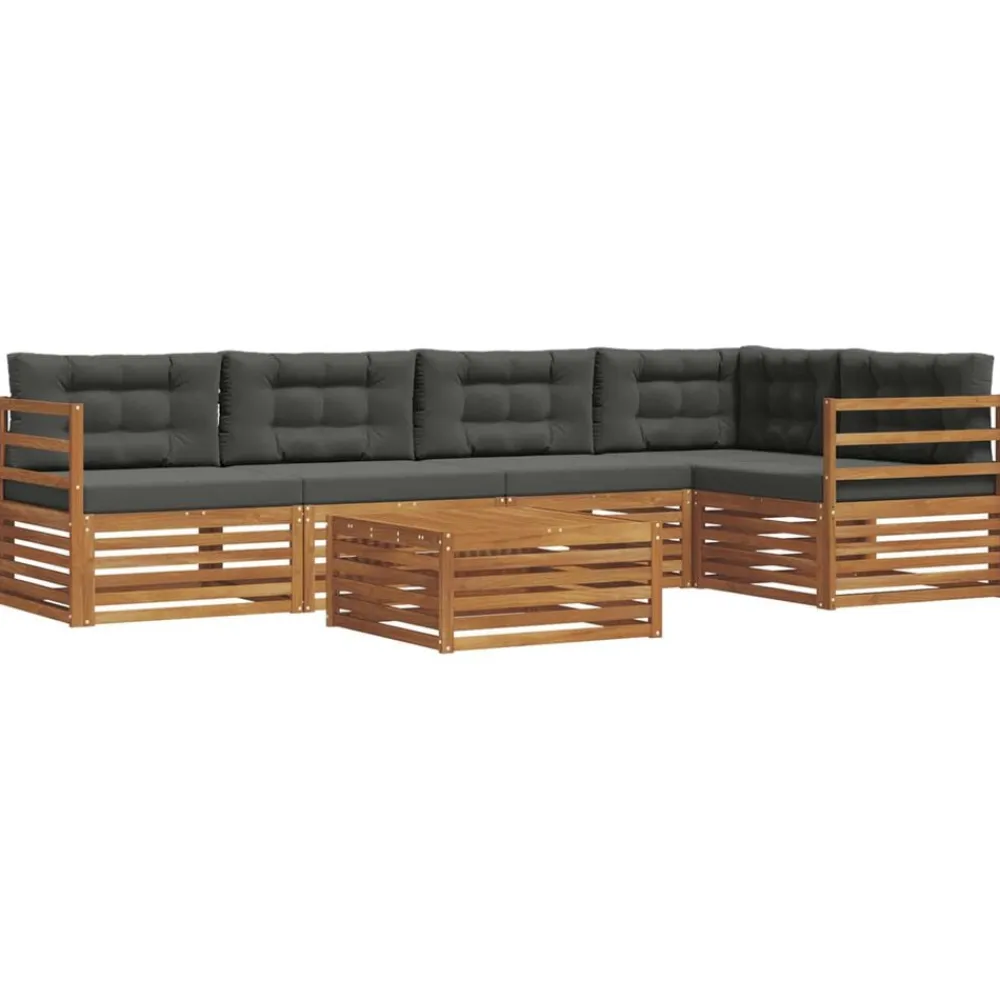 vidaXL Conjunto de sofás de exterior 6 pcs Natural y antracita Best