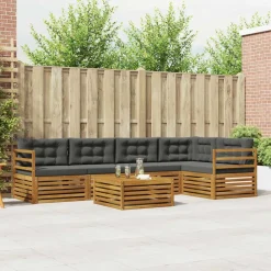 vidaXL Conjunto de sofás de exterior 6 pcs Natural y antracita Best