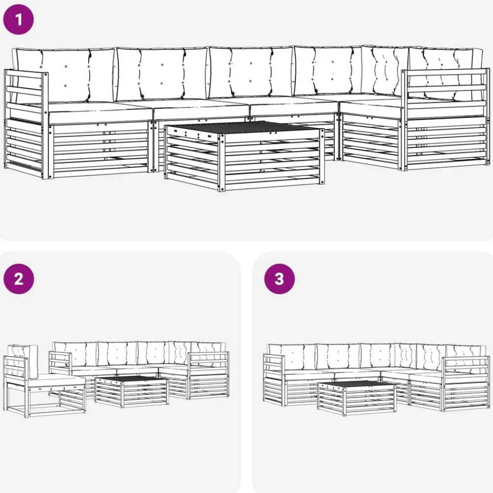 vidaXL Conjunto de sofás de exterior 6 pcs Natural y antracita Best