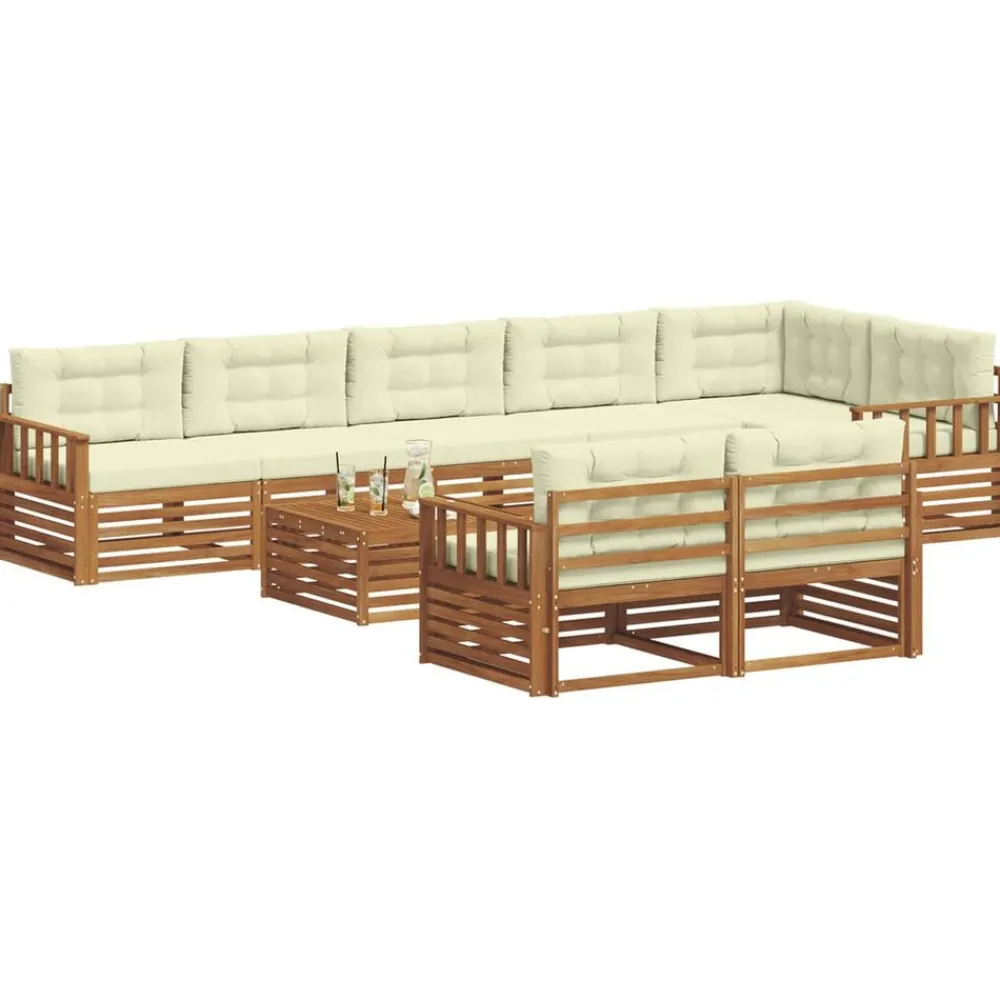 vidaXL Conjuntos De Muebles-Conjunto de sofás de exterior con cojín 9 pcs