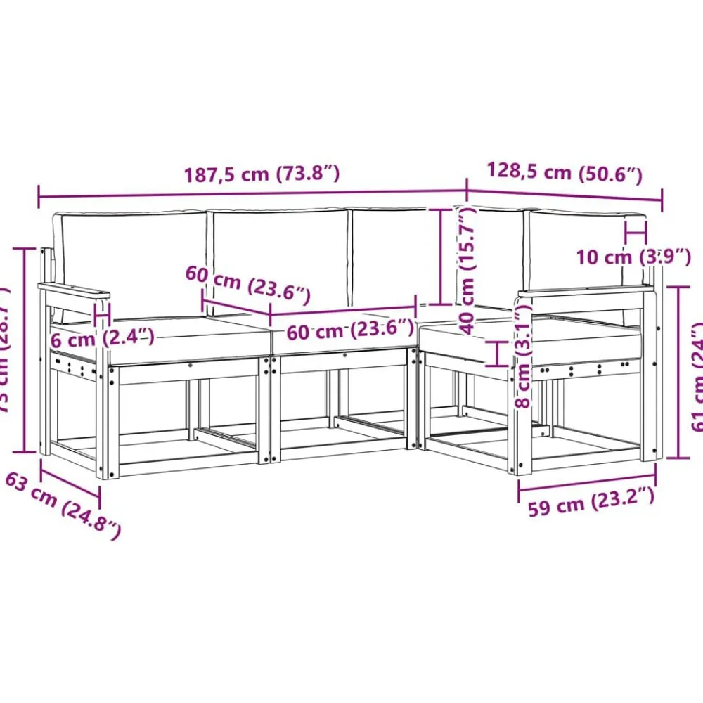 vidaXL Conjuntos De Muebles-Conjunto de sofás de exterior 4 pcs