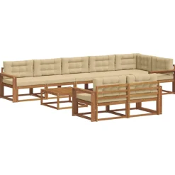 vidaXL Conjuntos De Muebles-Conjunto de sofás de exterior con cojín 9 pcs