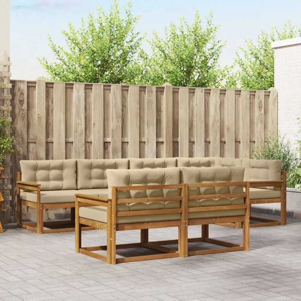 vidaXL Conjuntos De Muebles-Conjunto de sofás de exterior con cojín 7 pcs