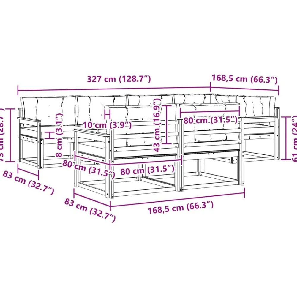 vidaXL Conjuntos De Muebles-Conjunto de sofás de exterior con cojín 7 pcs