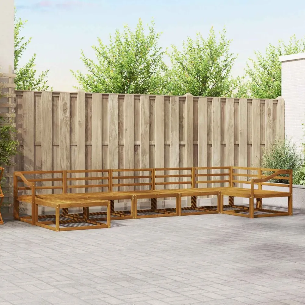 vidaXL Conjunto de sofás de exterior 7 pcs Natural Clearance