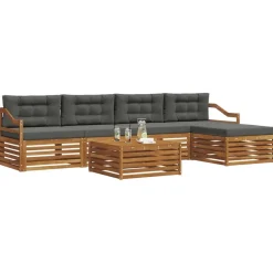 vidaXL Conjunto de sofás de exterior 6 pcs Natural y antracita Discount