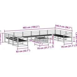 vidaXL Conjuntos De Muebles-Conjunto de sofás de exterior 11 pcs