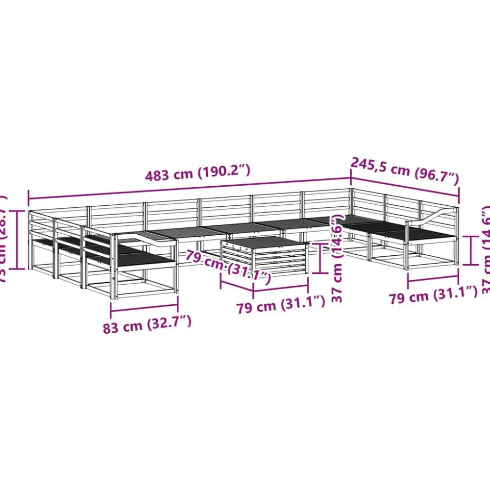 vidaXL Conjuntos De Muebles-Conjunto de sofás de exterior 11 pcs