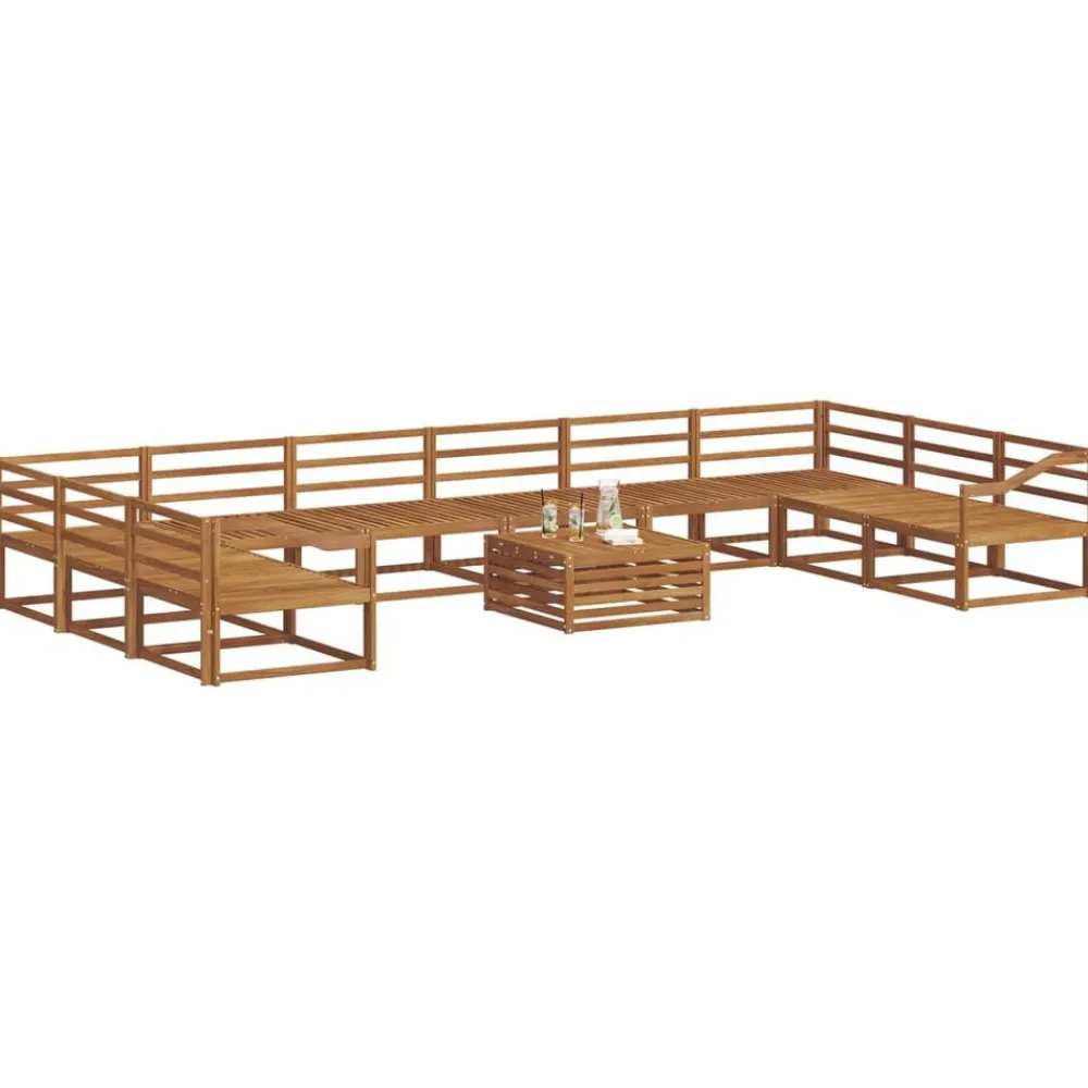 vidaXL Conjuntos De Muebles-Conjunto de sofás de exterior 11 pcs