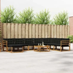 vidaXL Conjuntos De Muebles-Conjunto de sofás de exterior con cojín 9 pcs