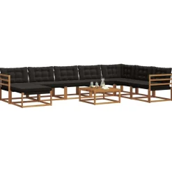 vidaXL Conjuntos De Muebles-Conjunto de sofás de exterior con cojín 9 pcs