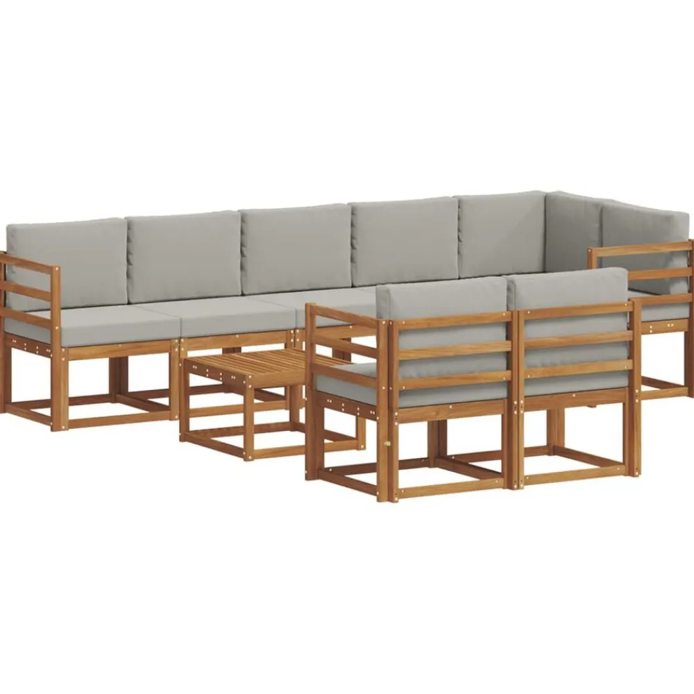 vidaXL Conjuntos De Muebles-Conjunto de sofás de exterior 9 pcs Gris Natural y Claro