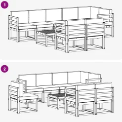 vidaXL Conjuntos De Muebles-Conjunto de sofás de exterior 9 pcs Gris Natural y Claro