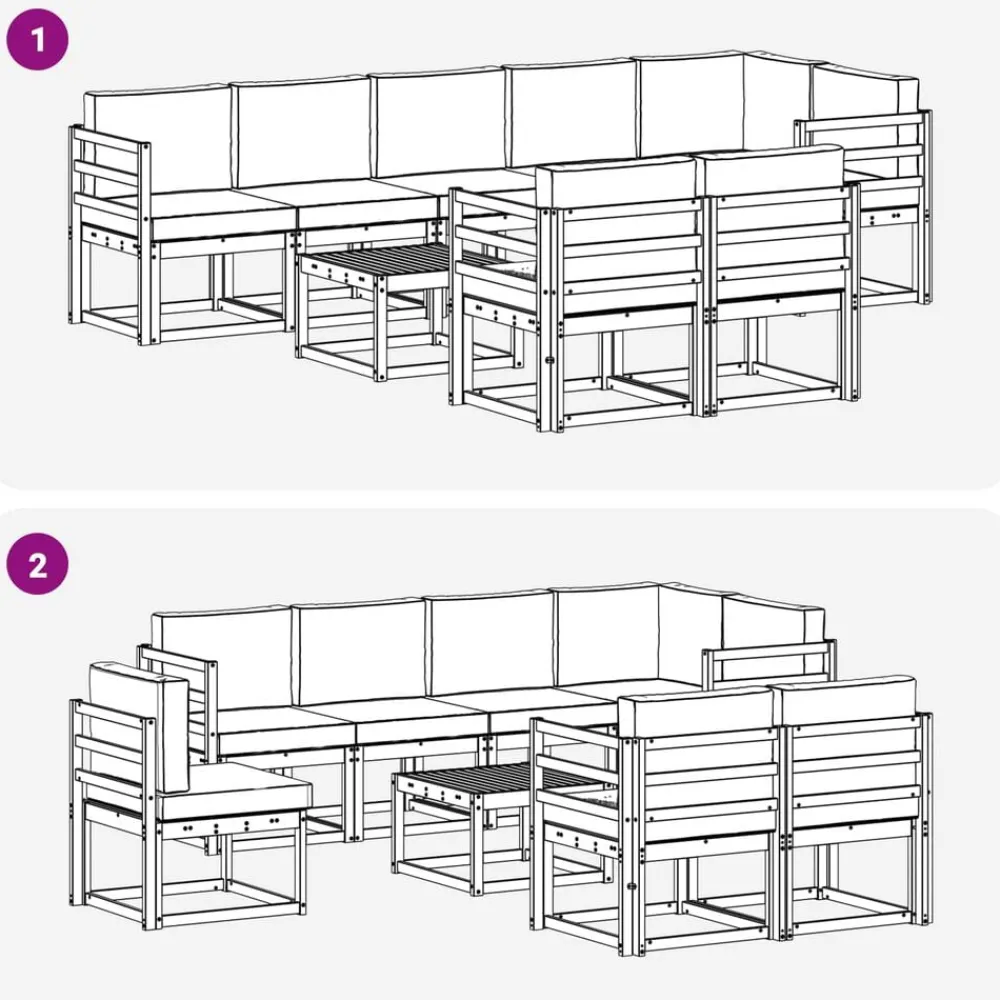 vidaXL Conjuntos De Muebles-Conjunto de sofás de exterior 9 pcs Gris Natural y Claro