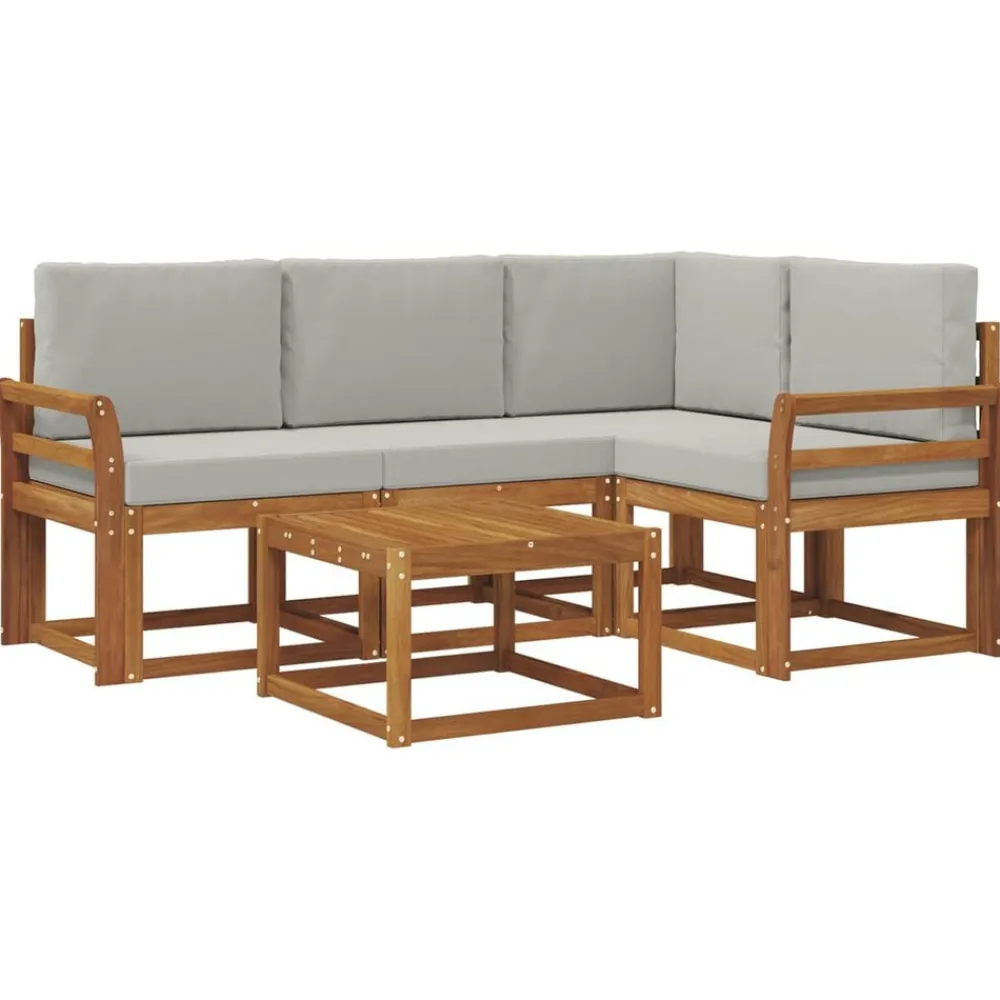 vidaXL Conjunto de sofás de exterior 5 pcs Gris Natural y Claro Gris claro y natural Clearance